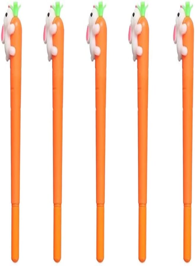 BinaryABC Carrot Bunny Rabbit Gel ink Pen,Easter Gift Easter Party Decoration,5Pcs